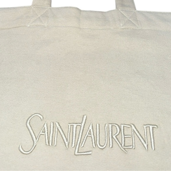 Yves Saint Laurent YSL 100% Cotton‎ Fleece Logo Shoulder Tote Bag - Picture 3 of 9